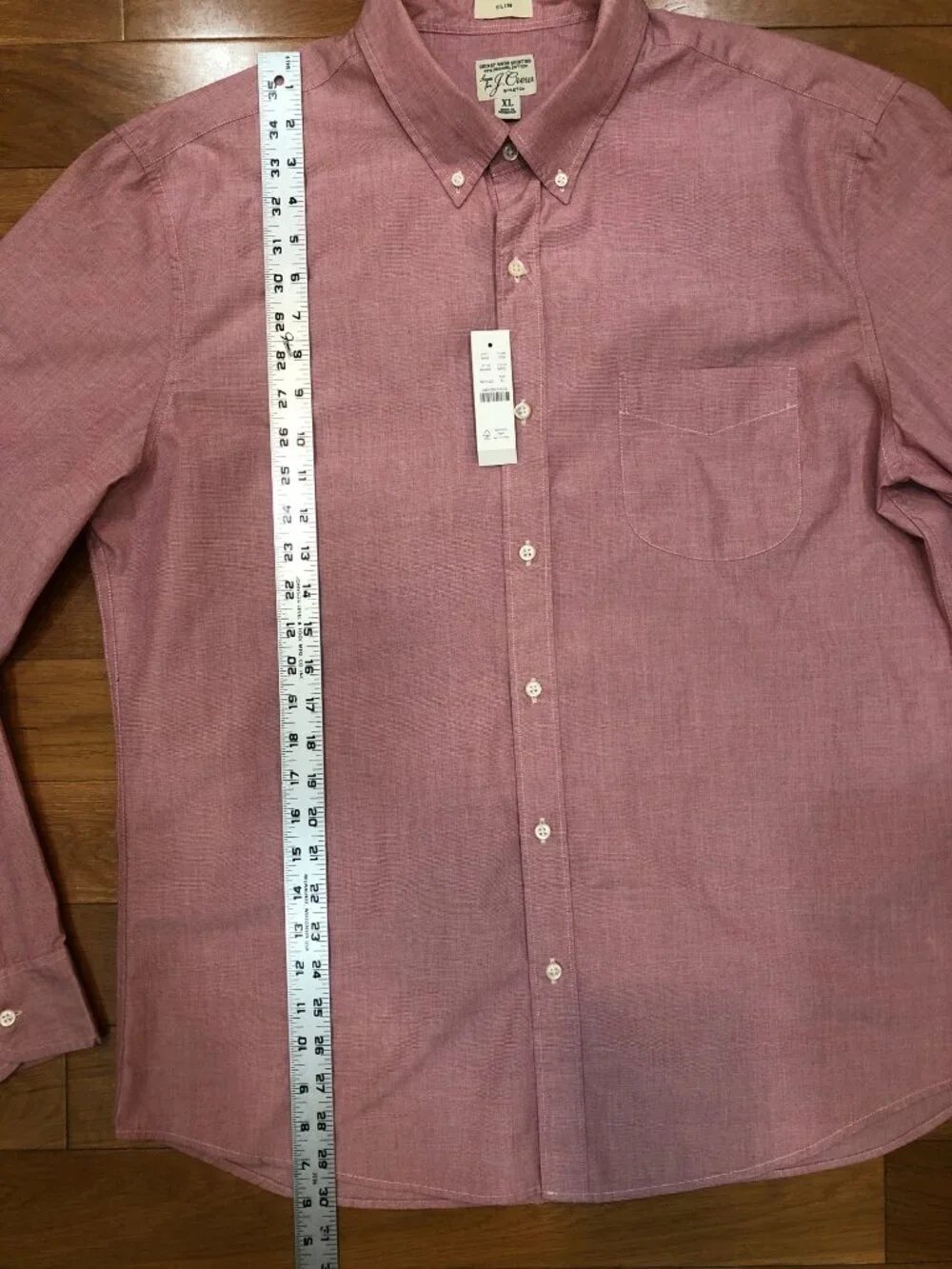 NWT J Crew Slim Organic Cotton Stretch Secret Wash Button Front Red Shirt Preppy